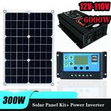 LIGAOFENG Portable Power Station Kit Portable Solar Power Complete Kit Solar Power System for Home Use 18W 12 V Solar Panel 100A Solar Charge Controller 6000W Solar Inverter unusual