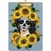 Coolnut Suagr Skulls Day of Dead Sunflower Clipboards for Kids Student Women Men Letter Size Plastic Low Profile Clip 9 x 12.5 in Golden Clip