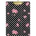Coolnut Pink Waterlily Lotus Flower Polka Dot Clipboards for Kids Student Women Men Letter Size Plastic Low Profile Clip 9 x 12.5 in