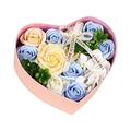 Miyuadkai Flowers Clearance Heart Shaped Soap Flowers Gift Box Artificial Soap Rose Bunch Present Box for Girlfriend Wife on Birthday Valentine s Day Christmas Wedding Anniversary Home Decor Blue