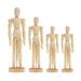 4Pcs Wooden Mannequin 3D Wood Joint Manikin Movable Flexible Body wirh Base for Home Decoration Crafts Drawing Human Figure 4.5 inch 8 inch 5.5 inch ( Wood Color )