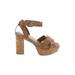 Torrid Heels: Strappy Chunky Heel Boho Chic Tan Print Shoes - Women's Size 9 1/2 Plus - Open Toe