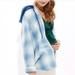 American Eagle Outfitters Tops | American Eagle Hooded Flannel - Light Blue, Size Medium | Color: Blue/White | Size: M