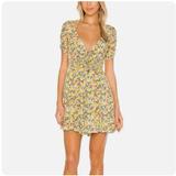 Free People Dresses | Free People Forget Me Not Mini Dress Ivory Combo Summer Yellow Floral Sundress | Color: Blue/Yellow | Size: S