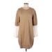 Vince Camuto Casual Dress - Sweater Dress Crew Neck 3/4 sleeves: Tan Solid Dresses - Women's Size Medium