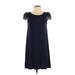 Ann Taylor LOFT Casual Dress - A-Line Scoop Neck Short sleeves: Blue Print Dresses - Women's Size X-Small