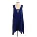 BCBGMAXAZRIA Casual Dress - Mini Square Sleeveless: Blue Print Dresses - Women's Size Small