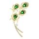 Brooch Pin for Women Ladies Fashion Accessories Ladies Elegant Luxury Feather Brooch Cubic Zirconia Flower Wedding Banquet Brooch Brooch Fashion Brooch (Color : Green)