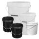 Multipurpose 5L, 10L, 15L, 20L & 25L Strong Heavy Duty Black/White Storage Buckets With Handles (15 Litres, 5 Buckets)