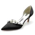 Women's Slip-on Low Mid Heel Pointed Toe Wedding Shoes for Bride Comfortable Dress Shoes Evening Party Prom Dress Shoes,Black,7 UK