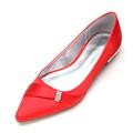 ZhiQin Slip on Women's Flat Ballet Bridesmaid Shoes Pointed Toe Wedding Shoes Lace for Bride Pumps Dress Shoes,Red,8 UK