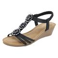 EMAlusher Sandals Silver Women's Wedge Sandals Hiking Sandals Summer Shoes Beach Shoes Leisure Flat Sandals Party Leisure Evening Shoes Large Sizes Flip Flops Beach Shoes, black, 7 UK