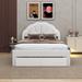 Red Barrel Studio® Selena Full Size Upholstered Bed w/ Seashell Shaped Headboard, LED & Drawers Upholstered in White | Wayfair