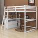 Harriet Bee Full Size Loft Bed w/ Desk & Shelves, Wood in White | 65.6 H x 57.2 W x 79.8 D in | Wayfair 809D5DD1B42D4F4FBA00267C7F67ED74