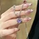Y2K-Collier pendentif coeur en cristal violet pour femme Sweet Cool Girl Punk Clavicle JoFashion