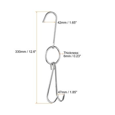 Double Meat Hooks, Stainless Steel Smoker Hook Tools, Pack of 6 - Silver Tone