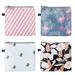 Hemoton 4PCS Zipper Sanitary Napkin Bag Waterproof Packages for Women Girls (Cactus Flamingo Flower Stripe 1PC Each)