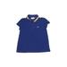 Lacoste Short Sleeve Polo Shirt: Blue Print Tops - Kids Girl's Size 8