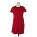 Calvin Klein Cocktail Dress - Shift High Neck Short sleeves: Burgundy Print Dresses - Women's Size X-Large