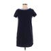 Boden Casual Dress - Shift Crew Neck Short Sleeve: Blue Print Dresses - Women's Size 4 Petite