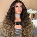 Huaai Women s Mixed Color with Long Curly Hair Curly Gradient Wig Fashion Girl Brown Synthetic Natural Long Wig Hair Full Party Wig