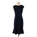 Ann Taylor Casual Dress - Midi Crew Neck Short sleeves: Blue Dresses - Women's Size 4