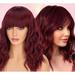 DOPI Short Wavy Wig with Bangs for Women Shoulder Length Bob Curly Women s Charming Synthetic Wigs with Natural Wavy Black To Brown Heat Resistant Hair for Daily Party Use