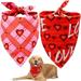 Valentines Dog Bandana 2 Pack Adjustable Reversible Triangle Dog Scarf Pet Bandana for Small Medium Large Dogs Cats Pets Wedding Holiday Valentine s Day Party Costumes (Valentines)