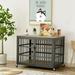 38.4 Heavy Duty Dog Crate with Wheels Dog Cage Wrought Iron Frame Door with Side Openings Furniture Style Dog House for Medium Sized Dogs Grey