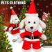 Santa Claus Dogs Cats Clothes Festive Dog Clothes Puppy Fleece Cat Shirt with Hat for Dogs Cats Winter Clothing