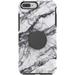 OtterBox Symmetry Series Case with PopSockets Swappable PopTop for iPhone 7 Plus and 8 Plus White Marble and Aluminum Black