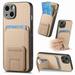 Magnetic Carbon Fiber Case for iPhone 12 Mini with Holder Kickstand Fiber Texture Wallet Phone Case with Card Holder Durable Military Grade Protection Cover for iPhone 12 Mini Khaki