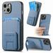 Magnetic Carbon Fiber Case for iPhone 12 Mini with Holder Kickstand Fiber Texture Wallet Phone Case with Card Holder Durable Military Grade Protection Cover for iPhone 12 Mini Blue