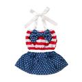 18 Months Baby Girls Clothes 24 Months Girls Swimsuit 2 Pieces the 4th of July Beachwear Toddler Girl Sleeveless Swimsuit Blue