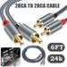 2-RCA to 2-RCA Male Stereo Audio Patch Coaxial Cable Cord L/R Gold Plated Plug