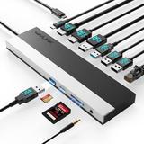 WAVLINK usb c laptop dock station Triple Display Docking Station 85W Charging for PC laptop hub 4K@60Hz with DisplayPort HDMI USB 2.0/3.0 Gigabit Ethernet SD/TF Audio Jack for Windows&Mac