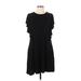 Socialite Casual Dress - Shift High Neck Short sleeves: Black Solid Dresses - Women's Size Small