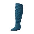 Extra Wide Width Women's The Tamara Wide Calf Boot by Comfortview in Midnight Teal (Size 7 1/2 WW)