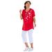 Plus Size Women's Two-Piece V-Neck Tunic & Capri Set by Woman Within in Vivid Red Stars (Size 5X)