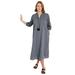 Plus Size Women's Halcion Lino Soleil Shirtdress by June+Vie in Grey Vertical Stripe (Size 30/32)