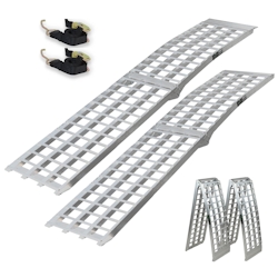TRUTZHOLM 2 x Auffahrrampen 230 cm 1360 kg Traglast Alu klappbar grau Riffelstab Rampe Verladerampen Image