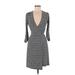 Calvin Klein Casual Dress - Wrap: Gray Print Dresses - Women's Size 4