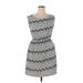 True Rock Casual Dress - Sheath Scoop Neck Sleeveless: Gray Chevron Dresses - Women's Size Large