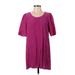 Yellow Is Gold by Sunshine & Shadow Casual Dress - Shift Scoop Neck Short sleeves: Purple Print Dresses - Women's Size Small