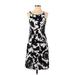 Ann Taylor LOFT Casual Dress - A-Line Scoop Neck Sleeveless: Black Floral Dresses - Women's Size X-Small