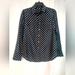 J. Crew Tops | J. Crew Sheer Button Down Silk Blend Navy Polka Dot Blouse. | Color: Blue/White | Size: M Or L