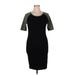 Lularoe Casual Dress - Bodycon Scoop Neck Short sleeves: Black Print Dresses - Women's Size X-Large