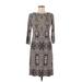 London Times Casual Dress - Sheath Crew Neck 3/4 sleeves: Gray Dresses - Women's Size 4