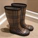Burberry Shoes | Burberry Neutrals Rubber Plaid Print Rain Boots | Color: Black/Tan | Size: 6