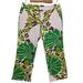 J. Crew Pants & Jumpsuits | J. Crew Low Fit Tropical Beach Floral Summer Cropped Green Casual Cotton Pants | Color: Green/White | Size: 6